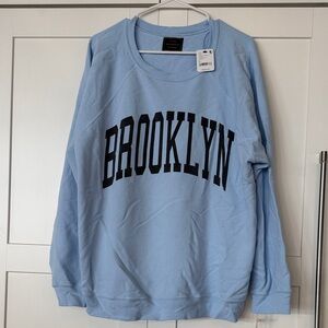 Free People Light Blue Brooklyn Crewneck Sweater